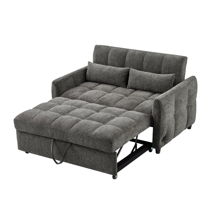 Loveseat Sofa Pull-Out Bed With Adjustable Backrest, 3 USB Ports And 2 Lumbar Pillows For Living Room