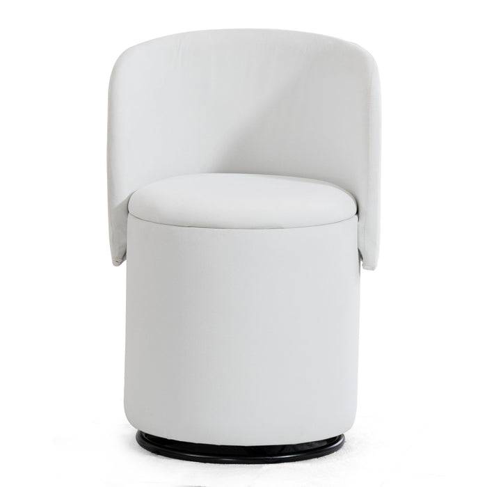 Barrel Chair With Built In Storage, 360° Swivel - Beige