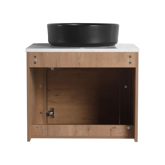 Wall Mounted Bathroom Vanity With Art Sink, 1 Storage Shelf, Soft Close Door