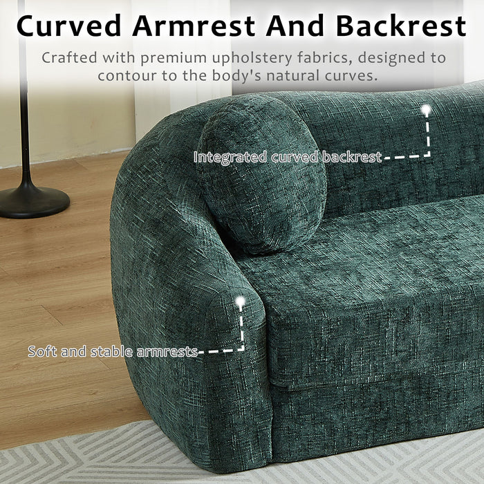 Curved Convertible Sofa, 2 In 1 Frameless Folding Sofa Bed With Pull Out Base And Deep Seat