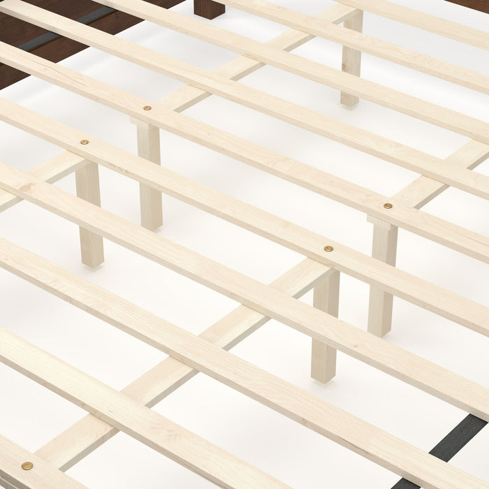 Farmhouse Platform Bed Frame & Tall Upholstered Headboard