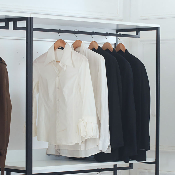 Fiona - Freestanding Walk In Wood Closet System With Metal Frame Melamine - White