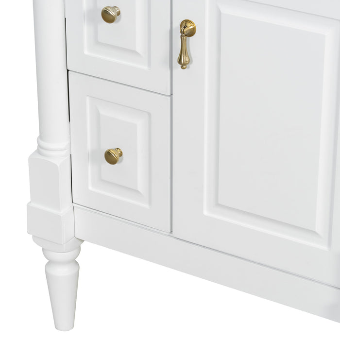 Freestanding Bathroom Vanity With Sink, Adjustable Shelf & Flip Drawer