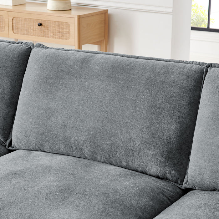 L-Shaped Sectional Sofa With Ottoman, Convertible 4 Seater Couch