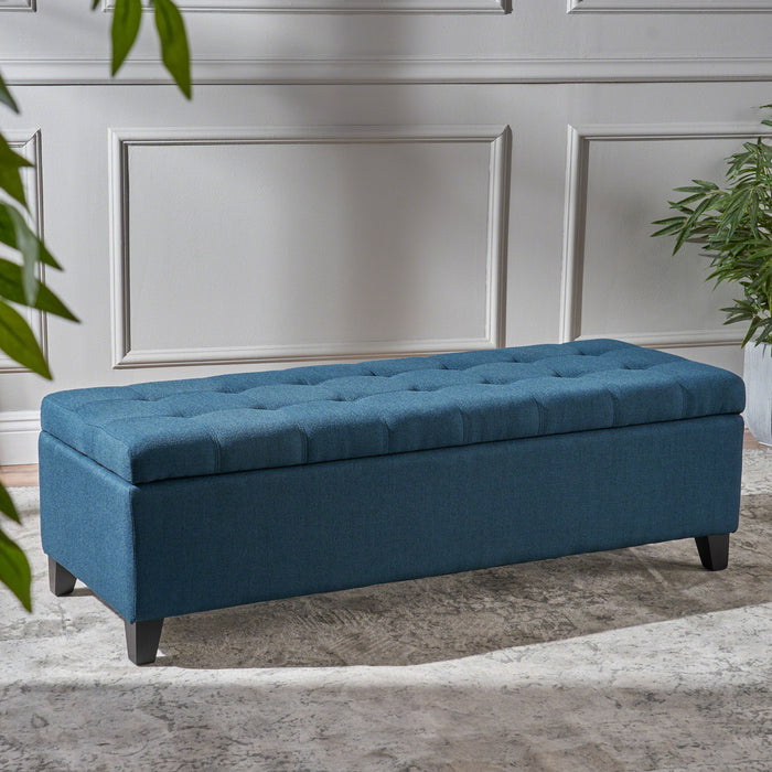 Nebulous - Fabric Upholstered Ottoman With Storage And Diamond Tufted Seat - Navy Blue