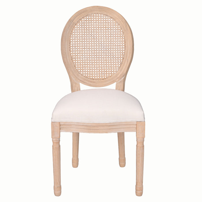 Dining Chairs, Upholstered With Round Back (Set of 2) - Beige