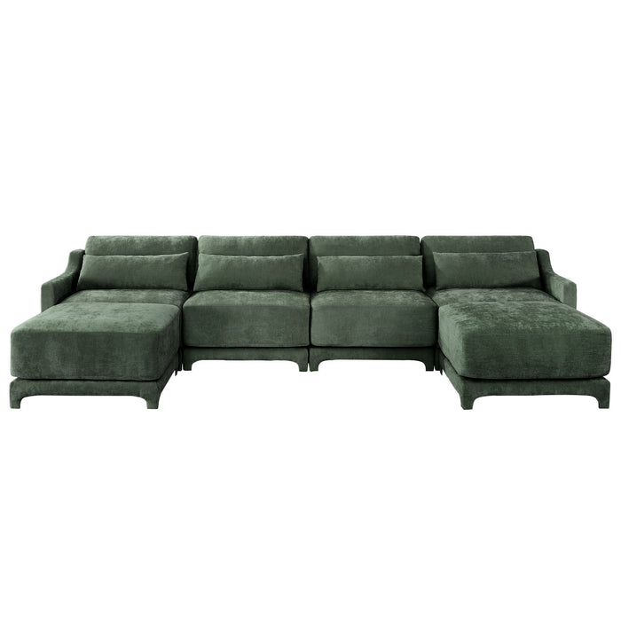Stylish Sofa With Ottoman And Lumbar Pillows, Ergonomic Design