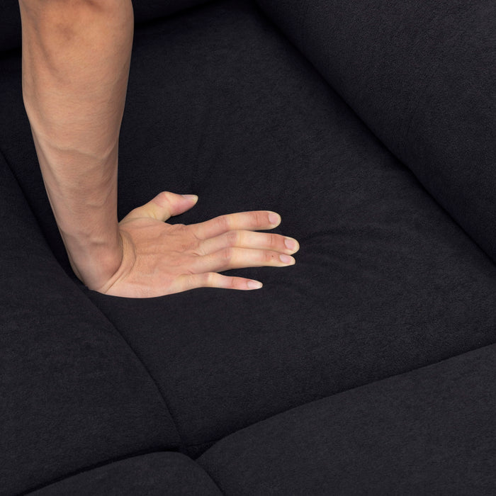 3 Seat Manual Reclining Sofa With Deep Recline - Black