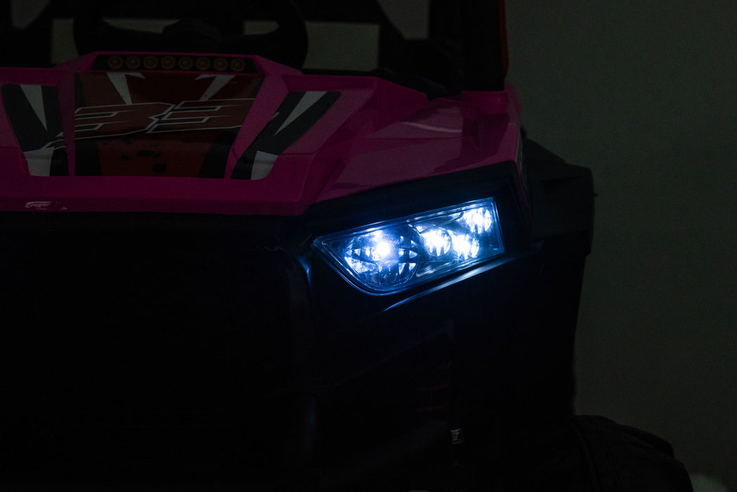 12V7A*1 30W*4 Four-Wheel Drive Leather Seat One Button Start, Forward And Backward, High And Low Speed, Music, Front Light, Power Display, Two Doors Can Open, 2.4G R / C, Seat Belt Four Wheel Absorber