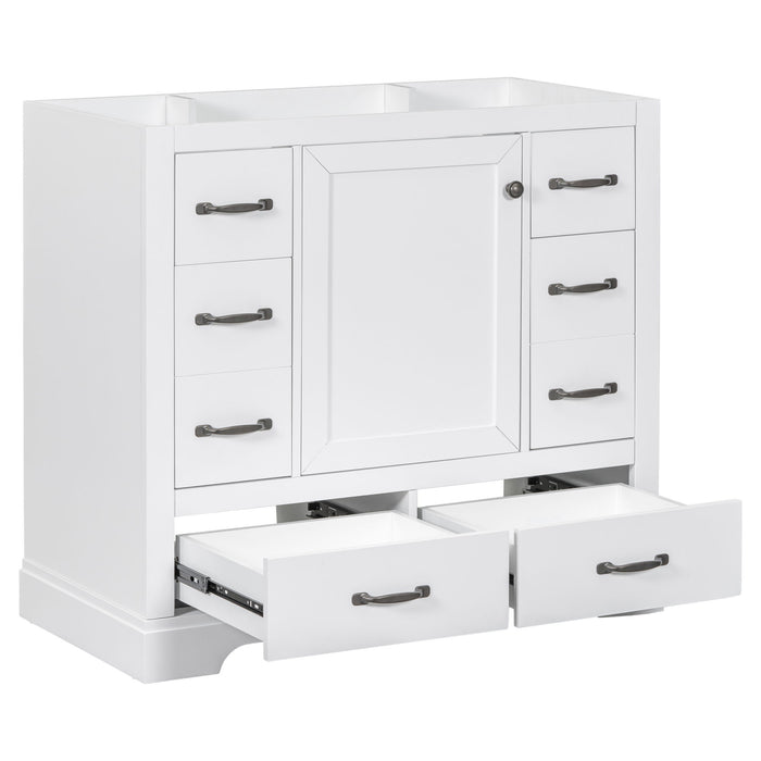 Modern Bathroom Vanity Base Only, 6 Drawer Storage With Adjustable Shelf