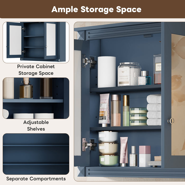 Wall-Mounted Medicine Cabinet With 2 Mirrors, Adjustable Shelves