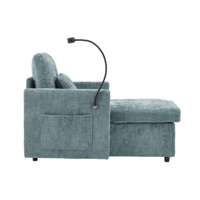 Multifunctional Chenille Recliner Sofa With Storage And Phone Bracket