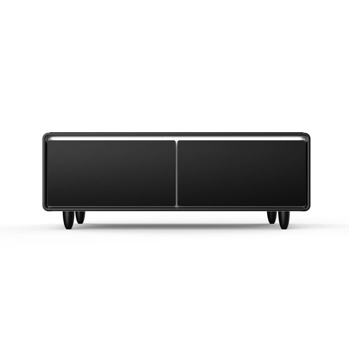Modern Smart Coffee Table With Built-In Fridge, tooth Speaker, Wireless Charging Module, Touch Control Panel, Power Socket, USB Interface, Outlet Protection, Atmosphere Light