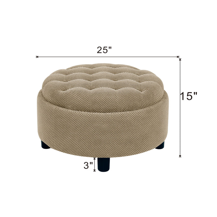 Storage Round Footstool Table Ottoman