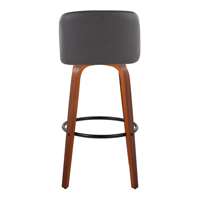 Toriano - Mid Century Modern Fixed Height Barstool Swivel And Round Footrest (Set of 2)