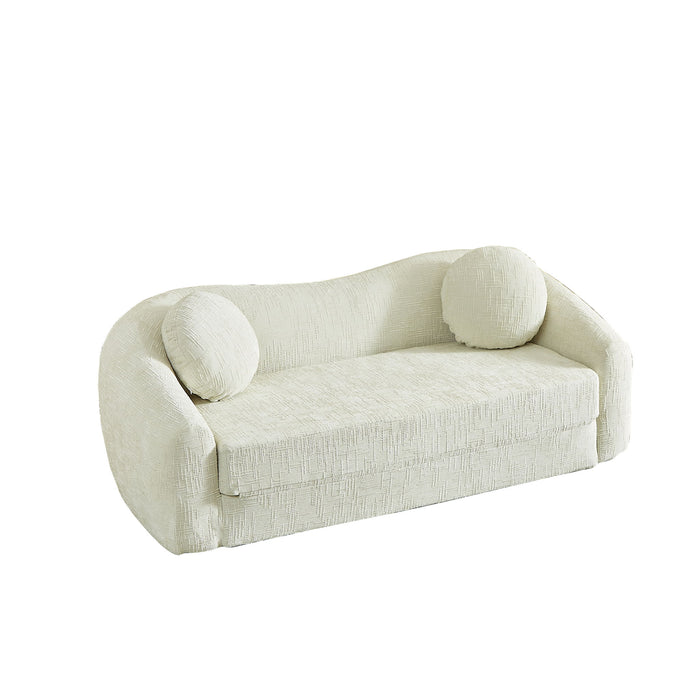 Curved Convertible Sofa, 2 In 1 Frameless Folding Sofa Bed With Pull Out Base And Deep Seat