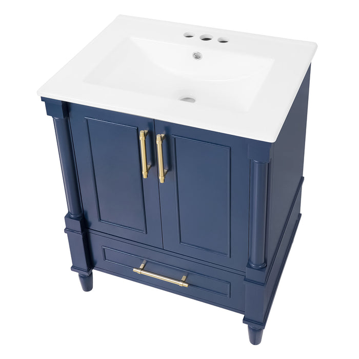 Bathroom Vanity With Ornate French Cylinder Legs, Soft Close Drawer