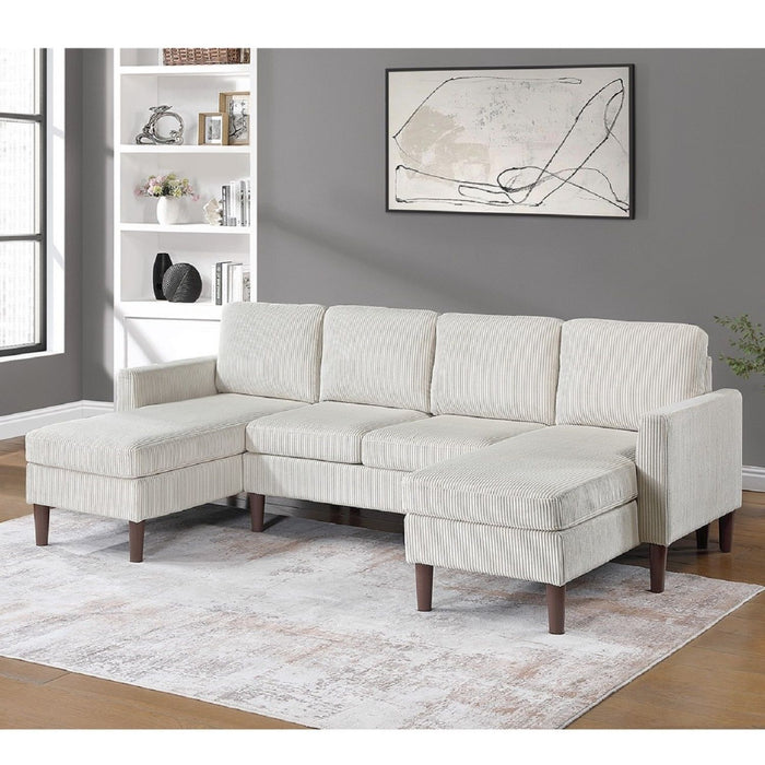 Sectional Set With Dual Chaises And Square Arms