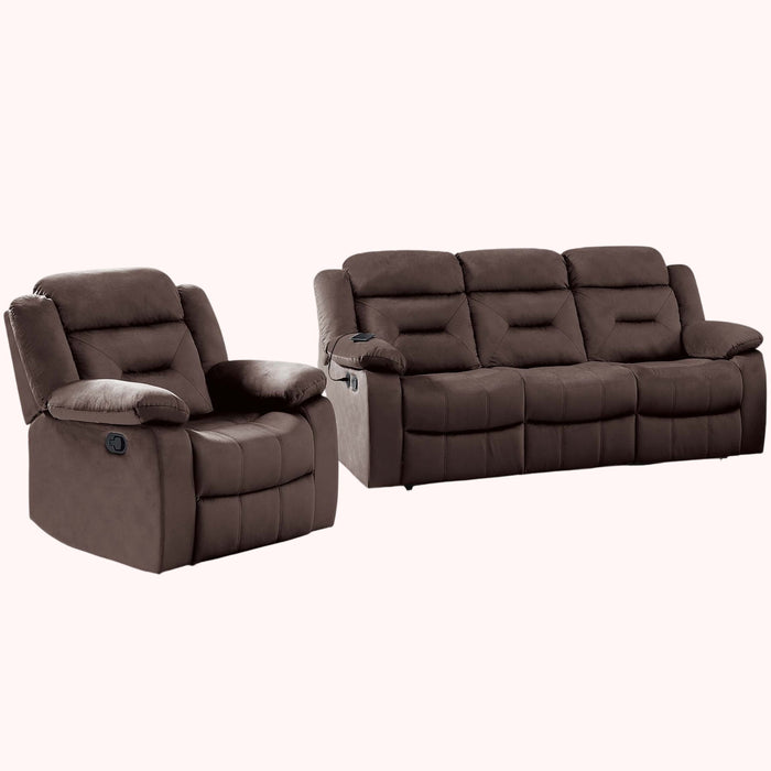 Contemporary Living Room Set With Pillow Arms And Headrest Support