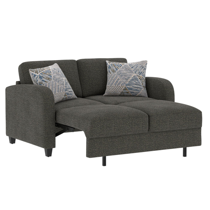 Taylor - Full Pop-Up Sleeper Loveseat With Two Accent Pillows And Solid Wood Legs - Ordesa Gray