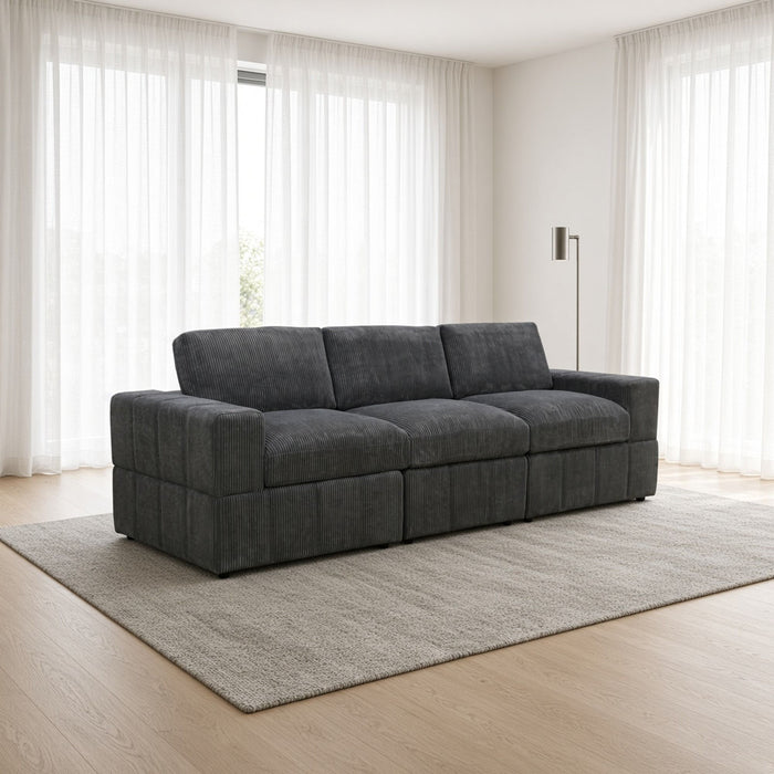 Oversized Modular Sectional Sofa 3 Piece Set For Living Room - Dark Gray