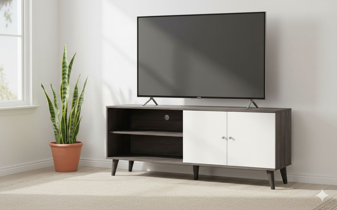 Amidon - TV Stand, With 2 Storage Shelves And 1 Cabinet