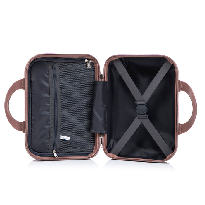 Luggage Set With Cosmetic Case, Combination Lock, Front Opening Design