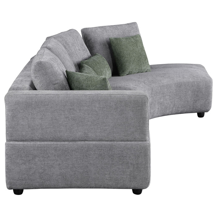 Lincoln - Upholstered Curved Sectional Sofa With Pillow Back Cushions - Gray