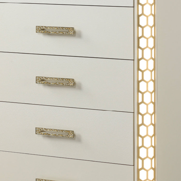 Jasmine - 5 Drawer Chest With Side LED Lightning - Beige