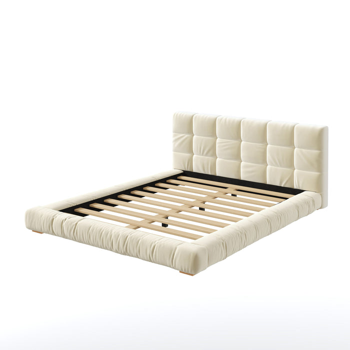 Upholstered Platform Bed Frame With Tufted Headboard