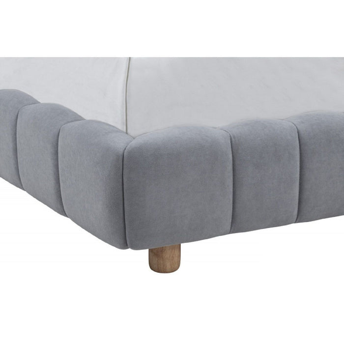 Queen Upholstered Platform Bed, Low Profile Frame - Light Blue