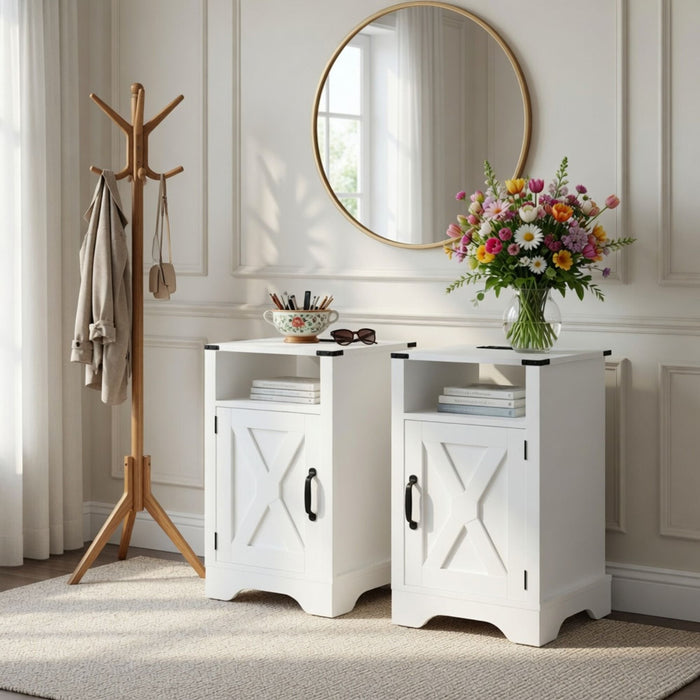Farmhouse Nightstand, Charging Station & Storage
