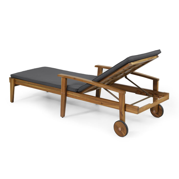 Jason - Black Chaise Lounge Adjustable Acacia Wood Outdoor Furniture