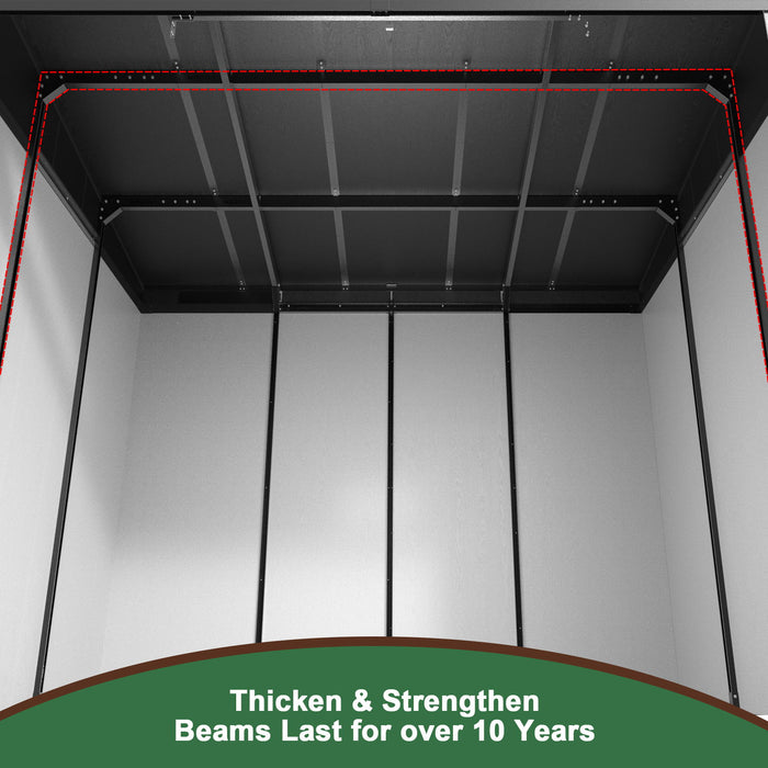 10 Ft. W X 7 Ft. D Plastic Storage Shed With Floor - Black / Gray