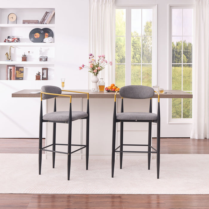 Upholstered Bar Stool With Ergonomic Design (Set of 2)