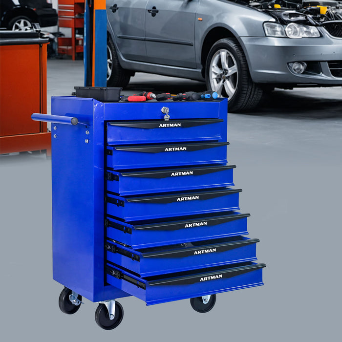 Rolling Metal Tool Chest With Drawers, Steel Storage Cabinet With Ball Bearing Slides