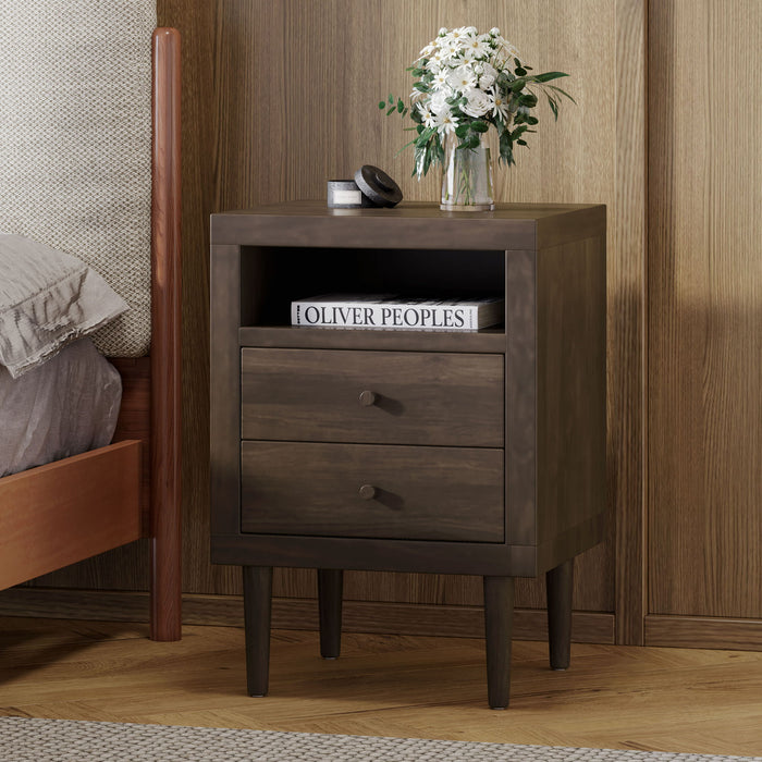 Nystrom - Mid Century Modern 2 Drawer Nightstand
