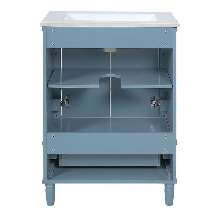 Bathroom Vanity With Ornate French Cylinder Legs, Soft Close Drawer
