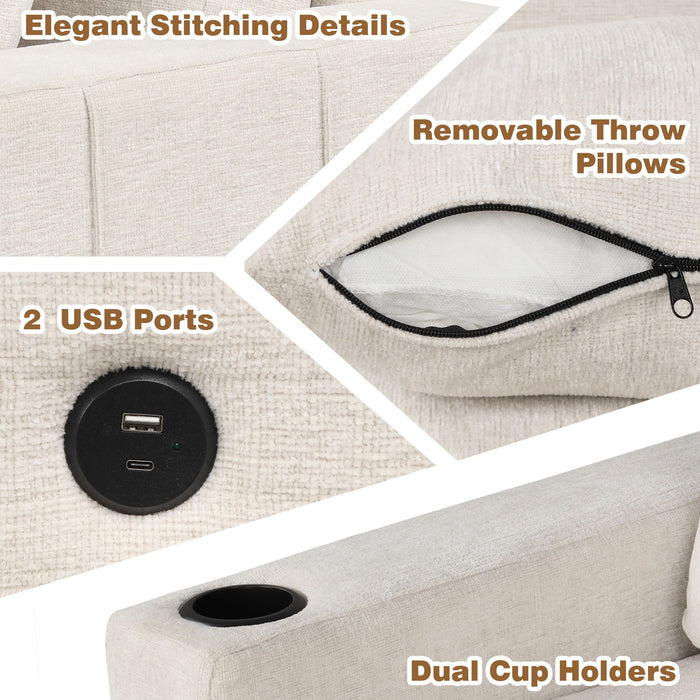 Sectional Sofa Convertible Pull-Out Sofa Bed With A Movable Storage Ottoman For Living Room