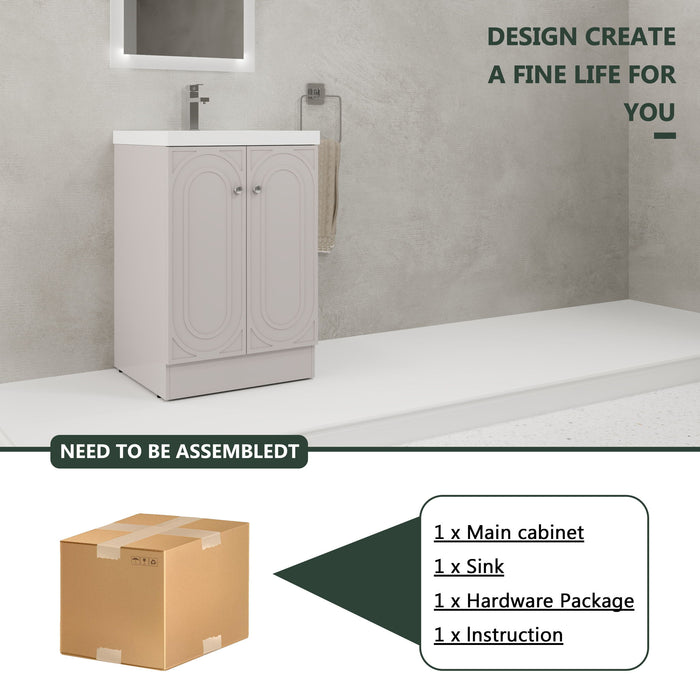 Contemporary Freestanding Bathroom Vanity With Resin Sink & Soft-Close Cabinet Doors