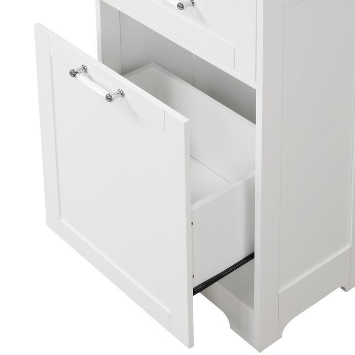 Tall Freestanding Bathroom Storage Cabinet With Adjustable Shelf And 2 Drawers