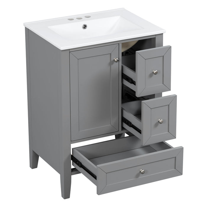 Modern Bathroom Vanity With Sink, Freestanding Cabinet With Drawers And Shelves