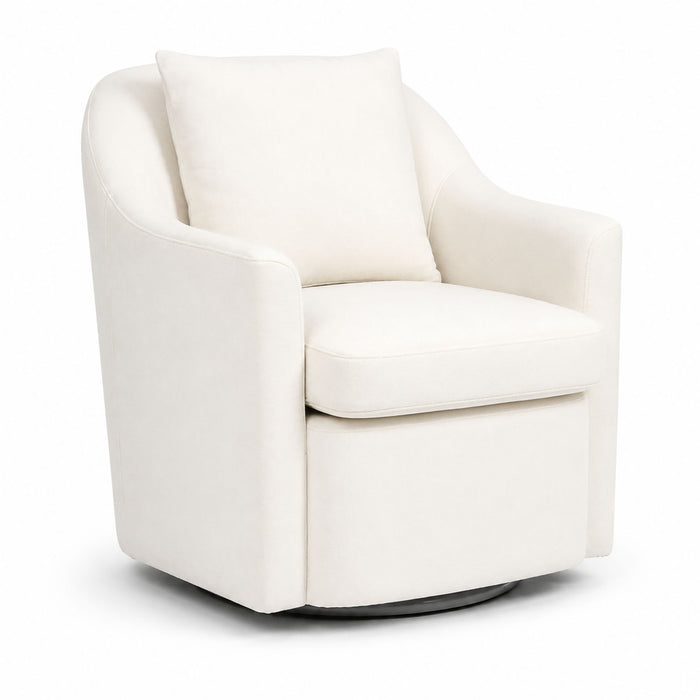 Upholstered Barrel Lounge Chair With Soft Cushioned Seat And Frame - White