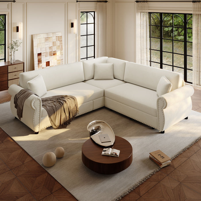 L-Shaped Sofa Couch With Pull-Out Bed
