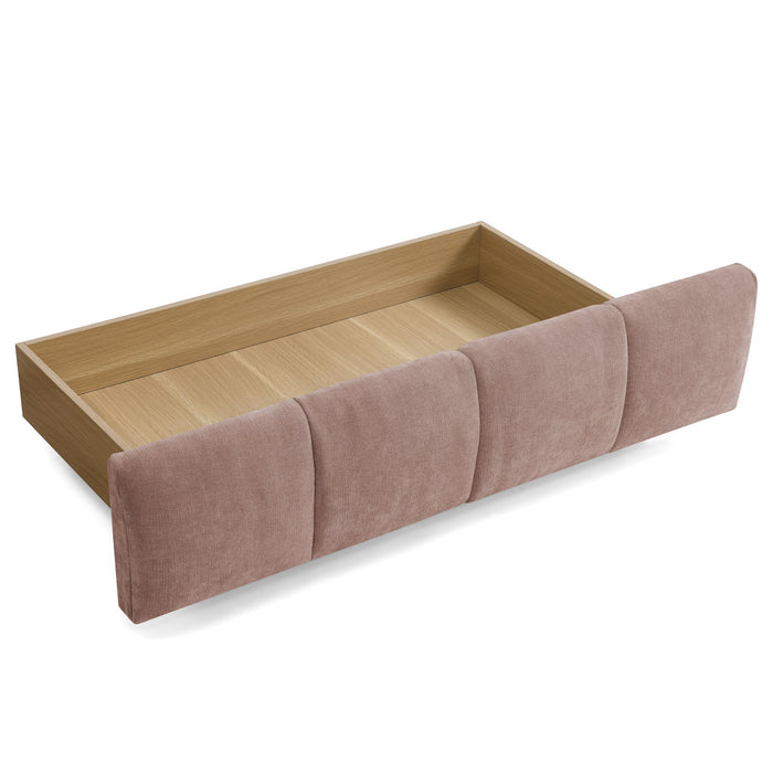 Modern Platform Bed Frame With Thick Chenille Fabric