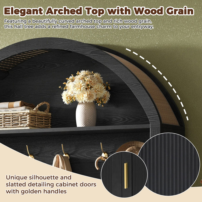 Arched Top Hall Tree With 5 Hooks