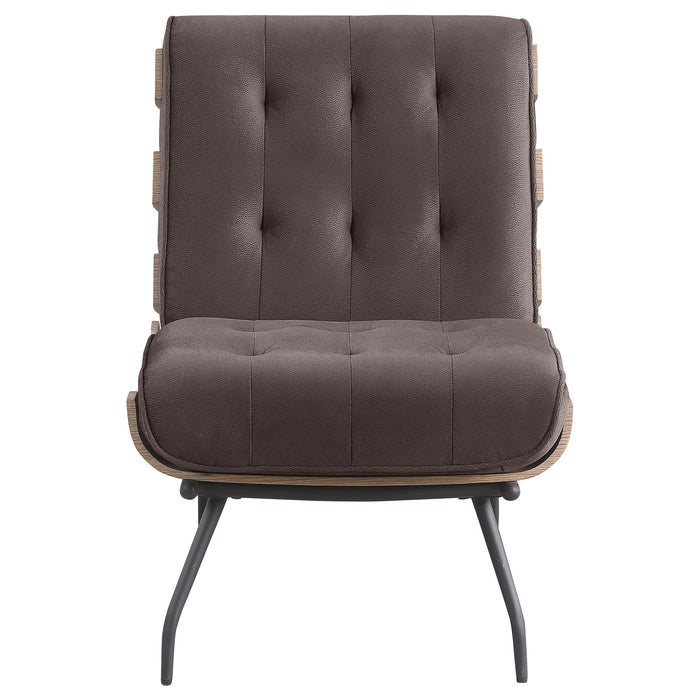 Staten - Upholstered Armless Accent Chair - Dark Brown
