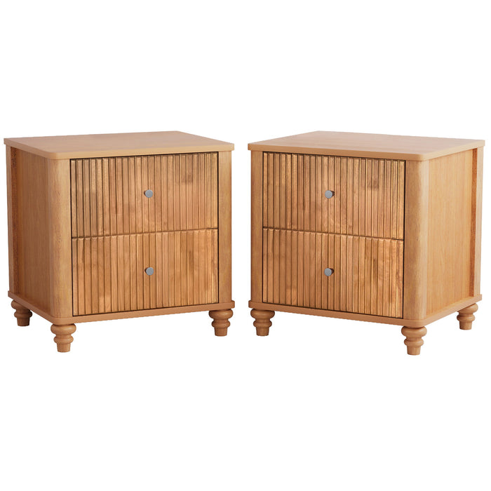 Modern Fluted Nightstand With 3 Drawers
