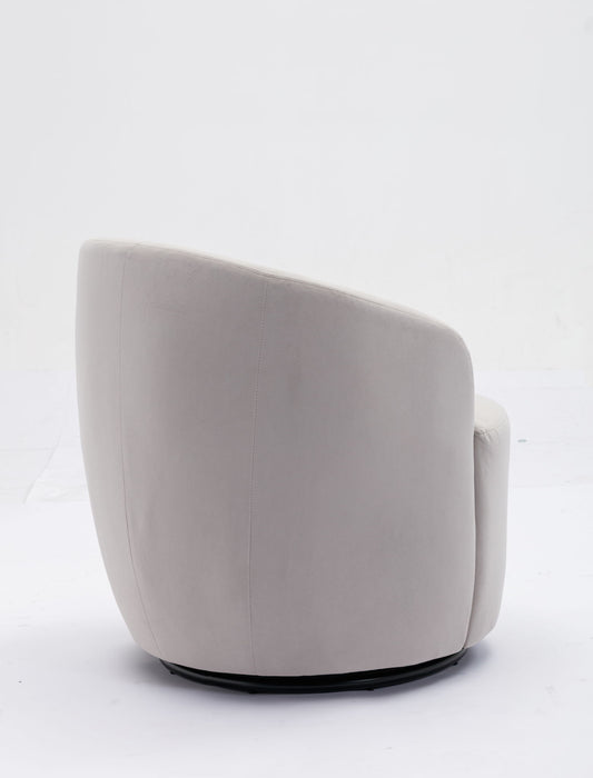 Velvet Fabric Swivel Accent Armchair Barrel Chair With Powder Coating Metal Ring
