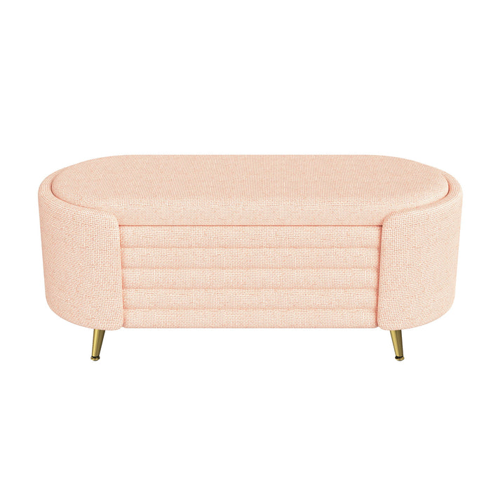 Modern Oval Storage Ottoman With Upholstery